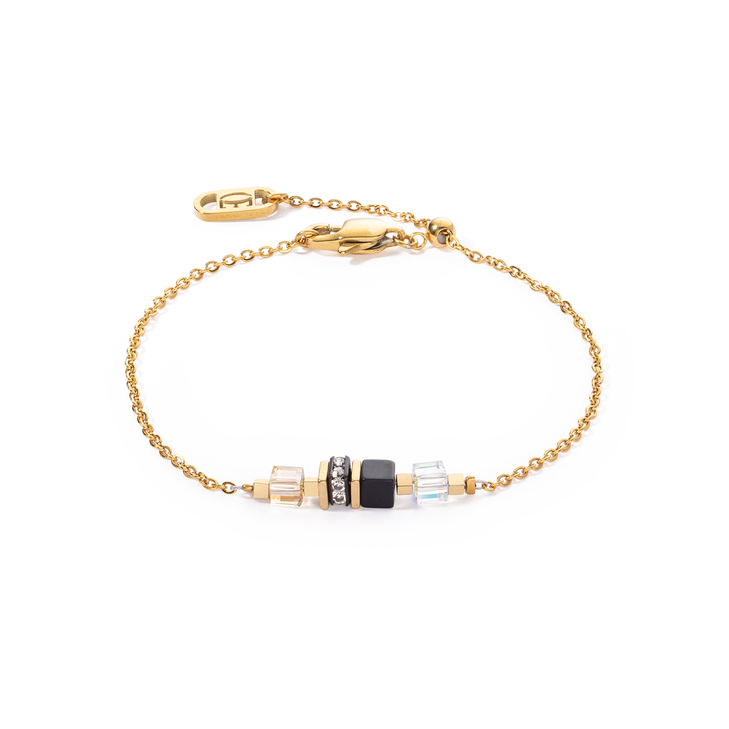 coeur-de-lion-armband-mini-cubes-chain-gold-schwarz image 1