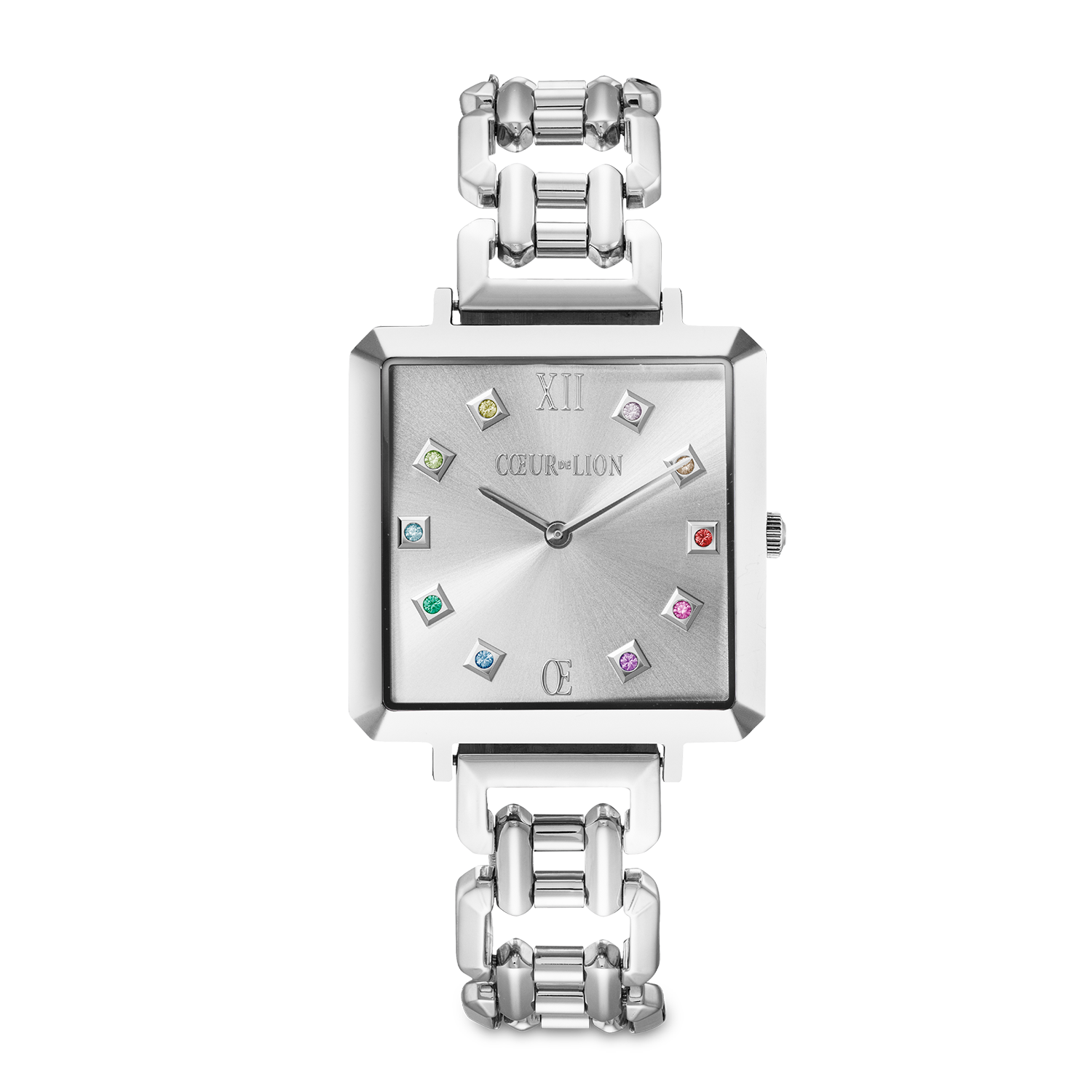 coeur-de-lion-uhr-iconic-cube-classic-rainbow-statement-silber image 1