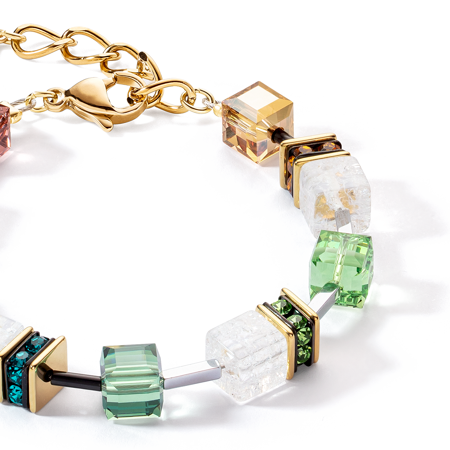 coeur-de-lion-geocube-iconic-statement-precious-armband-multicolor-gold-8x8-mm image 2