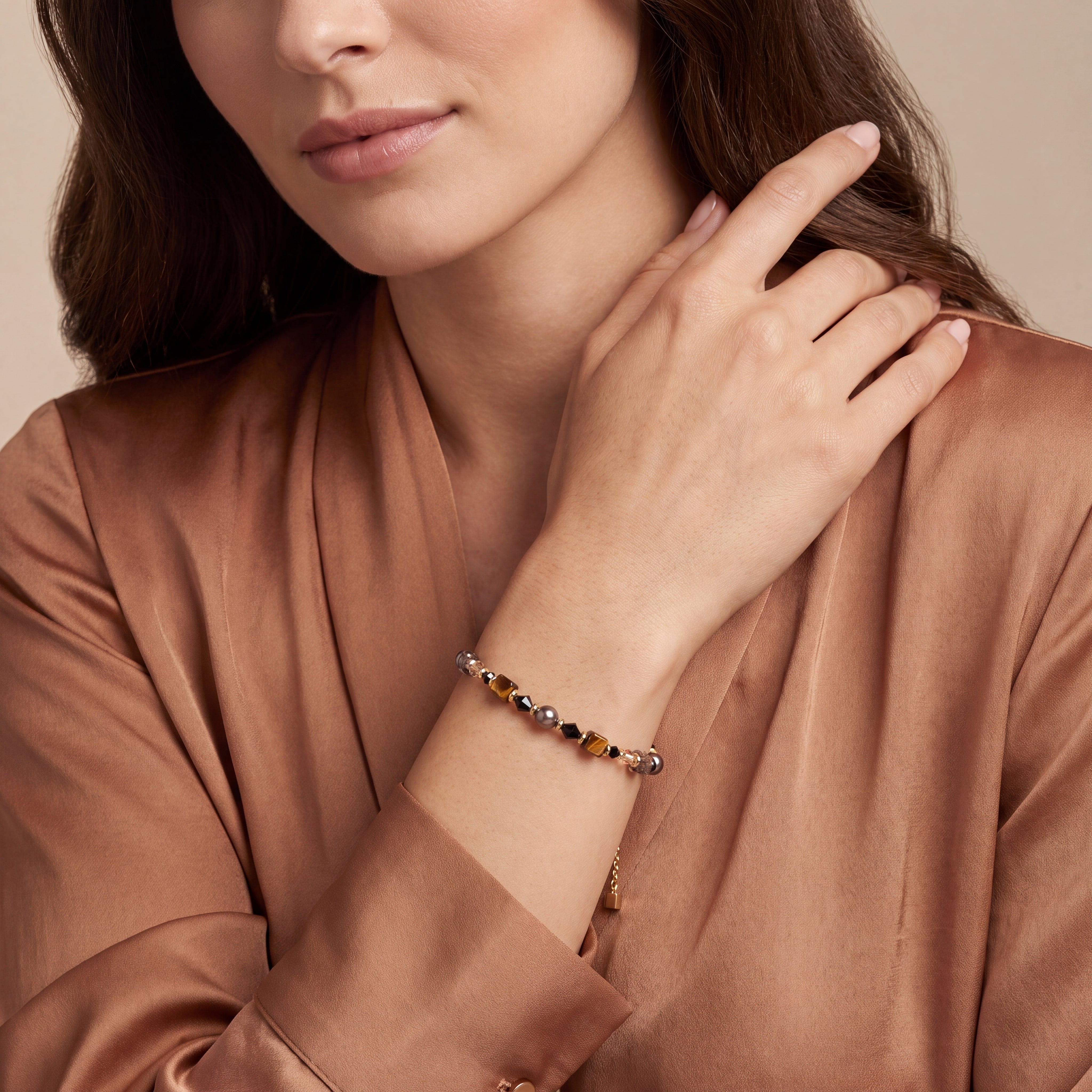 coeur-de-lion-armband-slider-earth-gold-14-22-cm-tigerauge-rauchquarz image 4