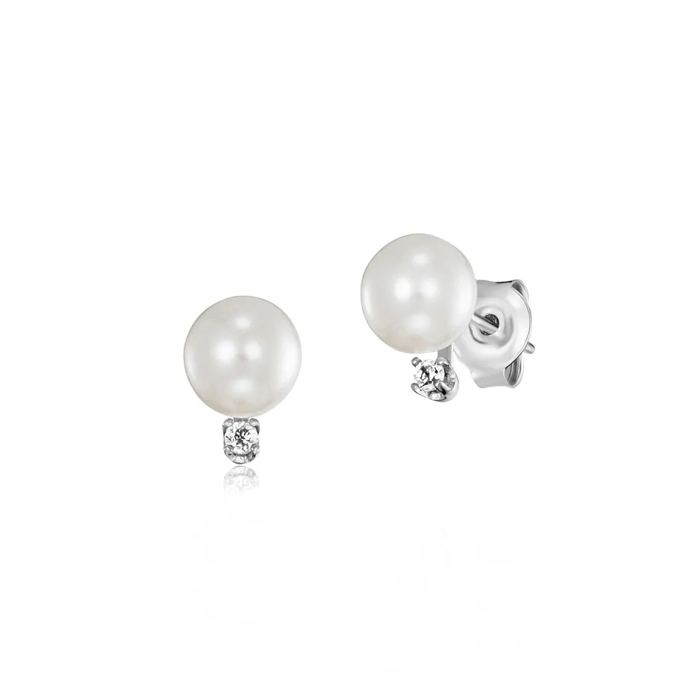 julie-julsen-pearl-ohrstecker-silber-mit-2-zirkonia-und-2-s-wasserperlen image 1