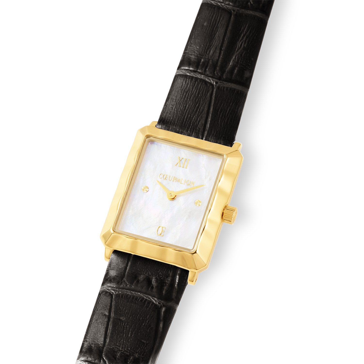 coeur-de-lion-iconic-waves-uhr-gold-leder-schwarz-wei image 2