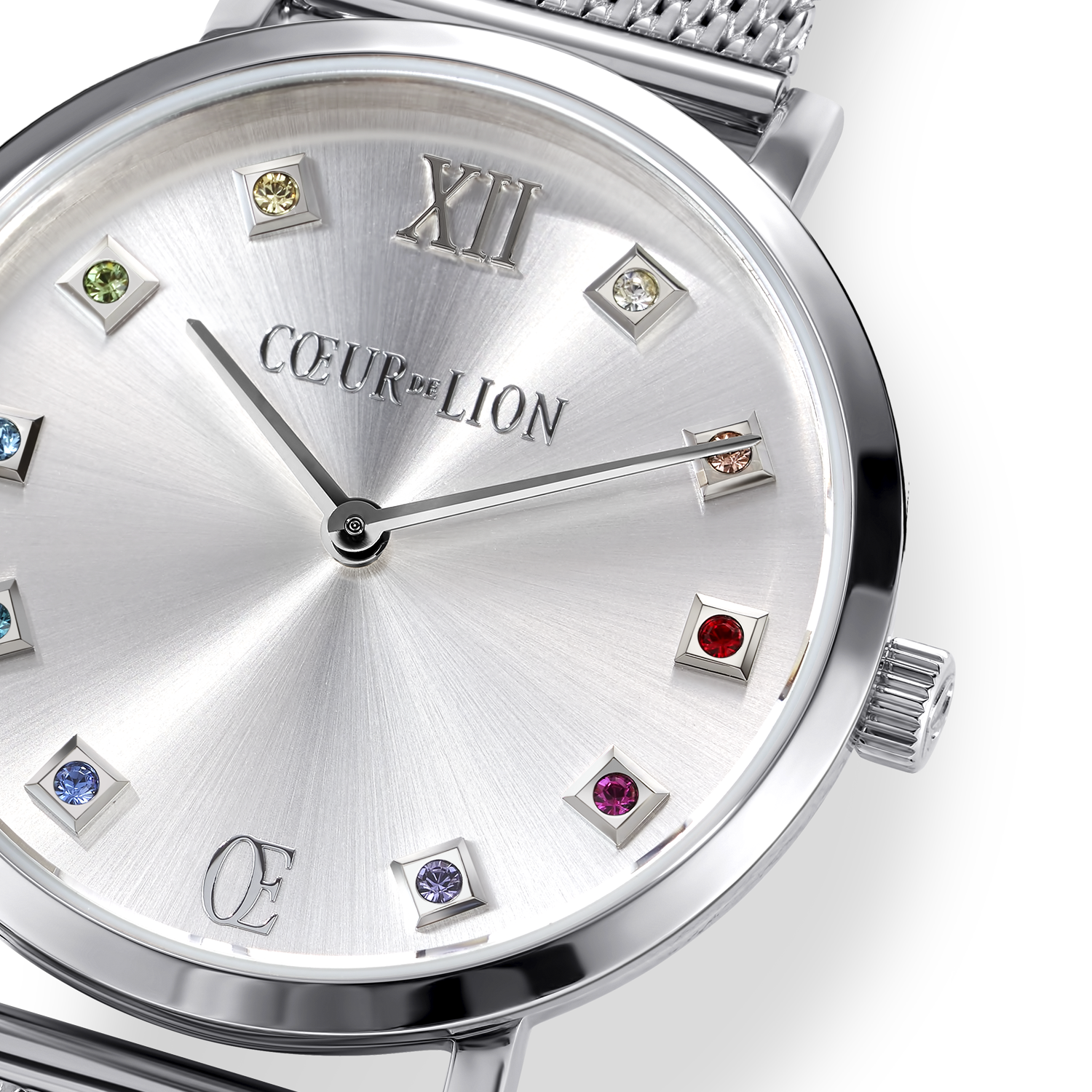 coeur-de-lion-uhr-rund-silver-sunray-milanaise-edelstahl image 2