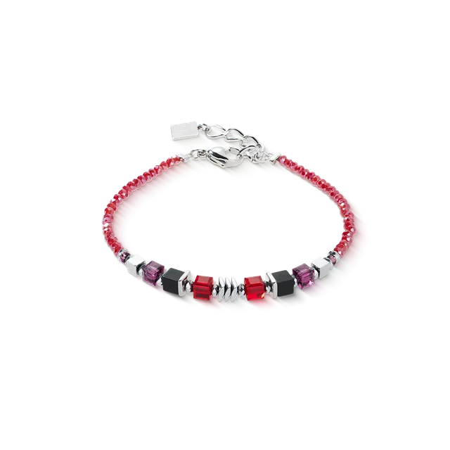 coeur-de-lion-wave-cube-flow-armband-silber-rot image 1