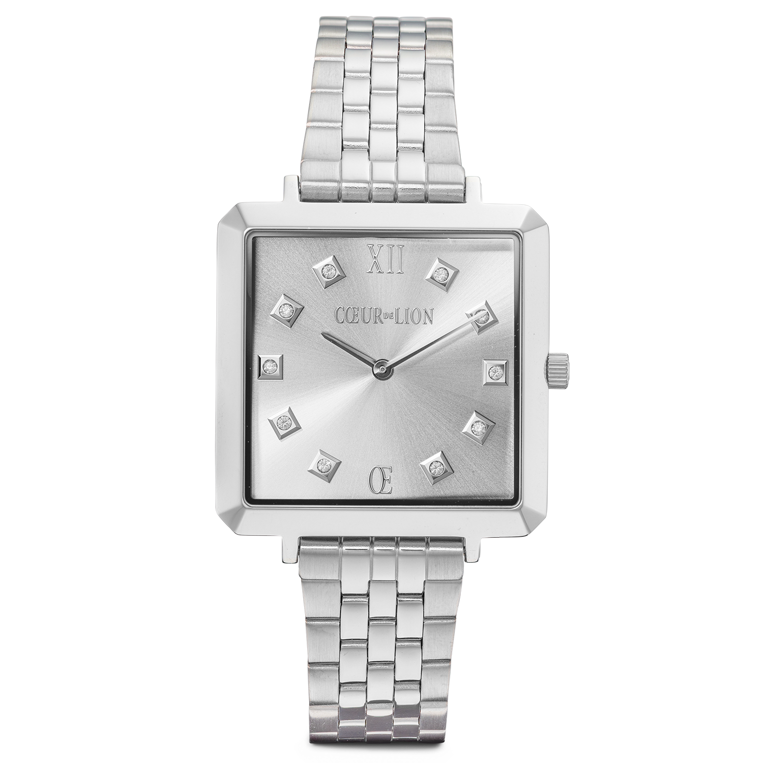coeur-de-lion-uhr-iconic-square-elegant-monochrome-silver-edelstahl image 1