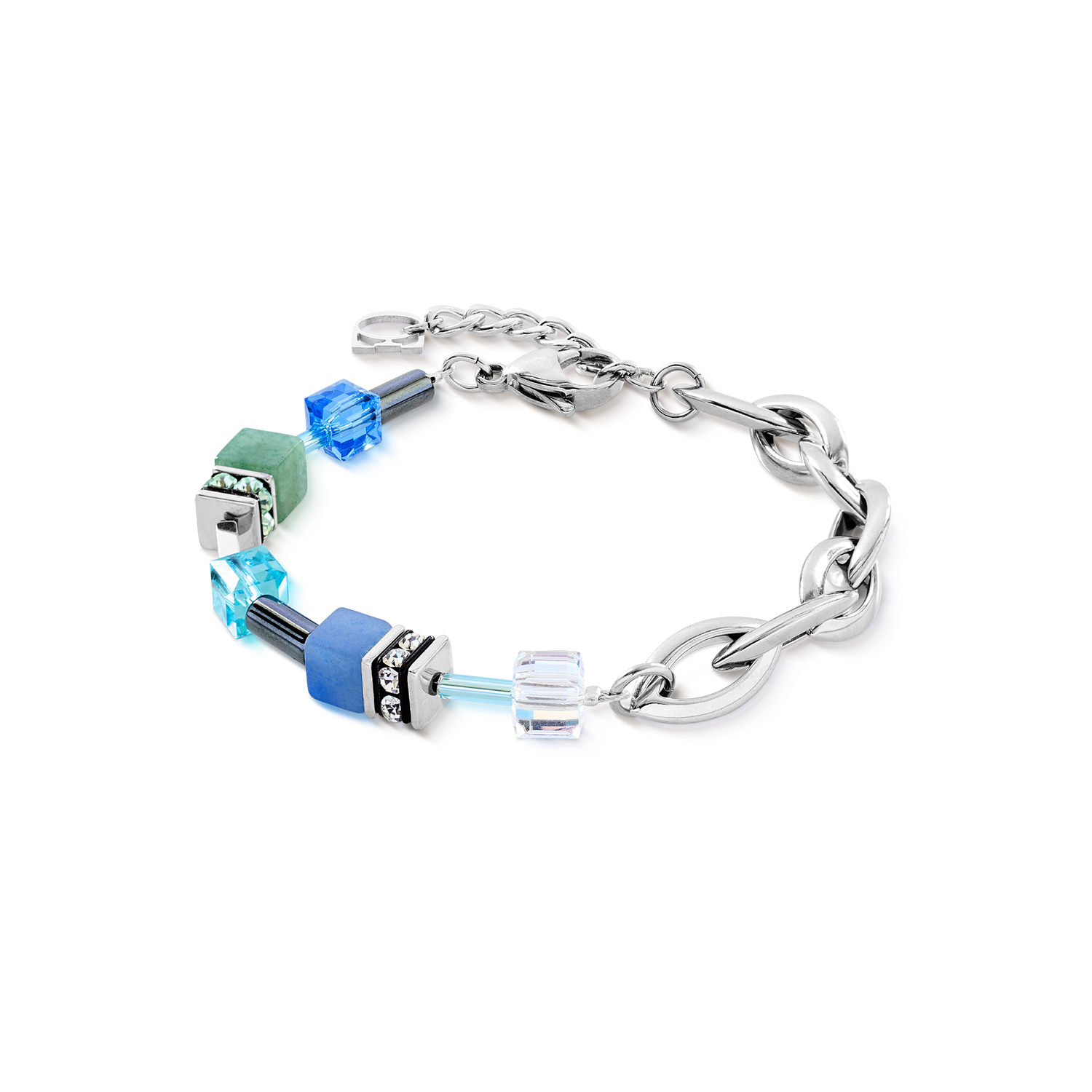 coeur-de-lion-geocube-chunky-chain-armband-silber-blau-aventurin-h-matit image 1