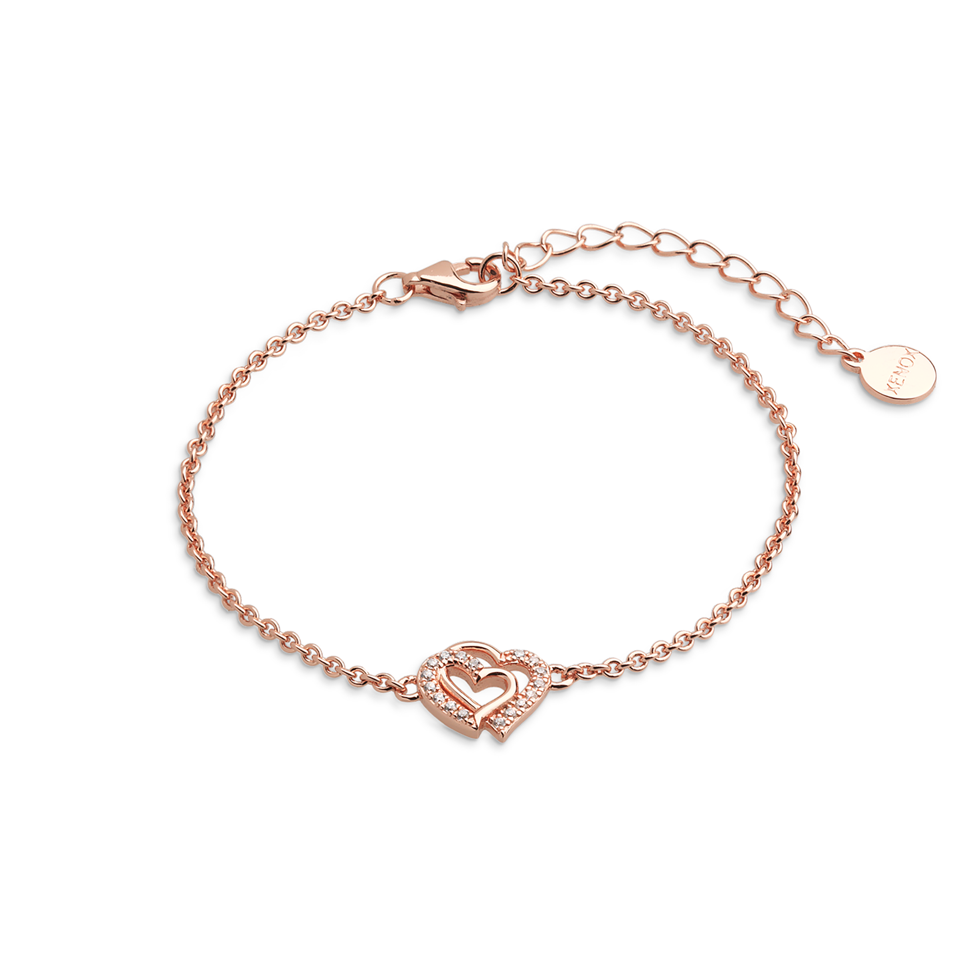 xenox-love-story-herz-armband-925-sterlingsilber-ros-vergoldet-mit-zirkonia image 1