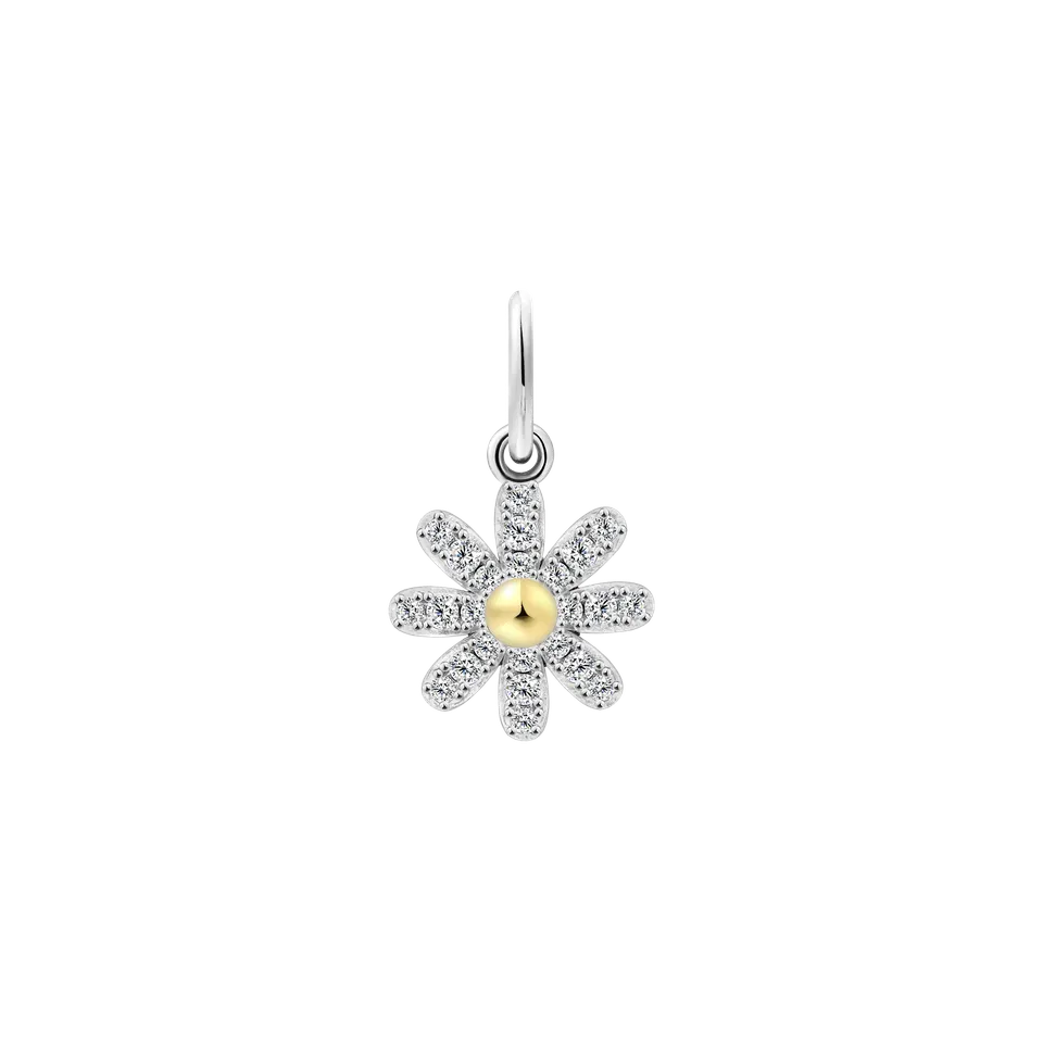 xenox-blume-charm-925-sterlingsilber-18k-vergoldung-mit-zirkonia image 1