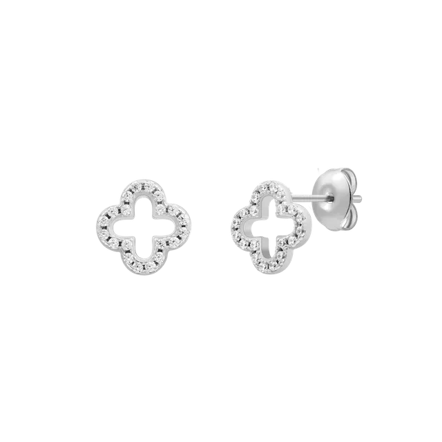 xenox-clover-ohrringe-925-sterlingsilber-rhodiniert-kleeblatt-zirkonia image 1