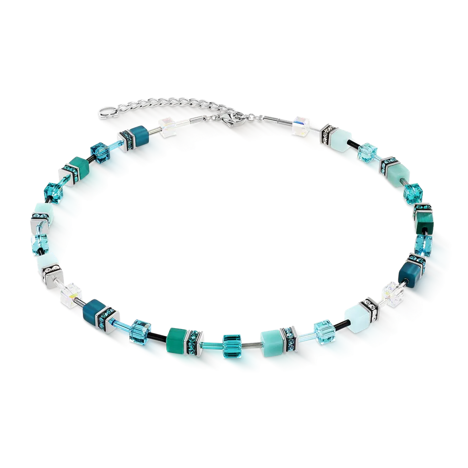 coeur-de-lion-geocube-iconic-halskette-teal-silber image 1