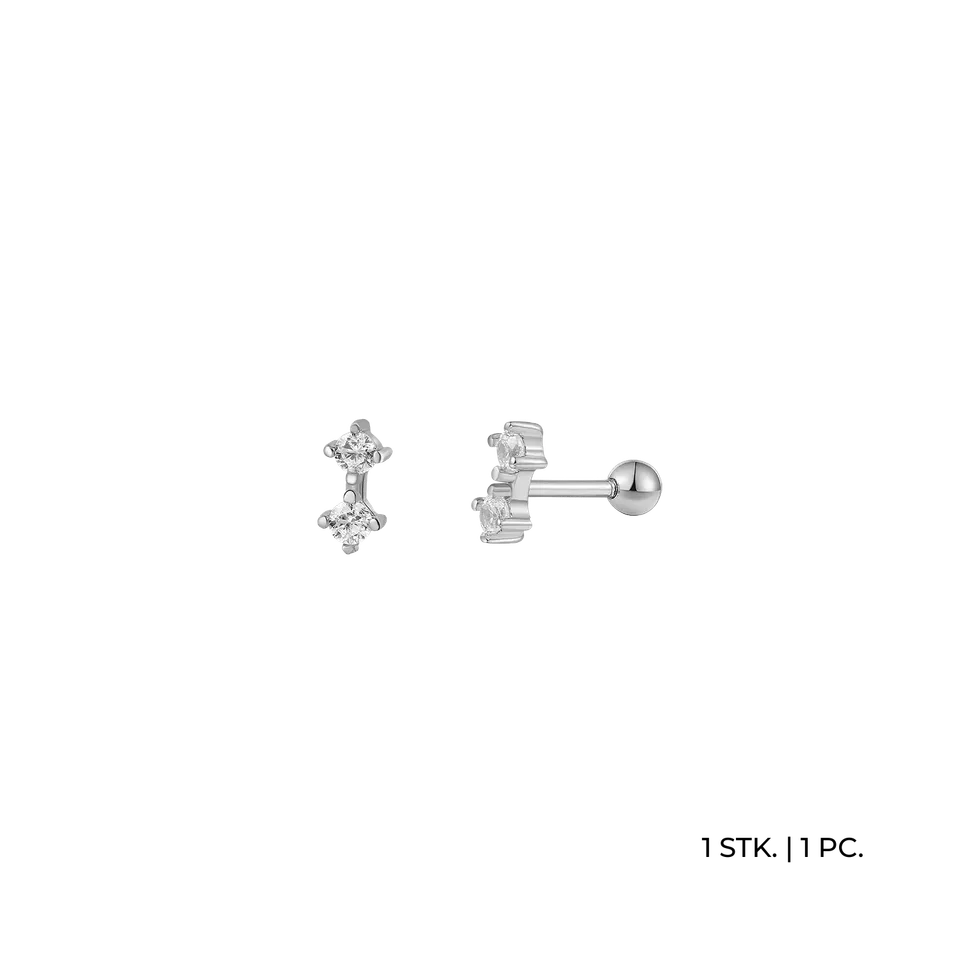 xenox-piercing-basic-925-sterling-silber-rhodiniert-mit-zirkonia image 1