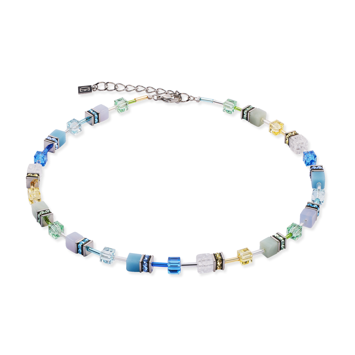 coeur-de-lion-geocube-iconic-precious-halskette-aqua-gr-n-silber-42cm-6cm image 1