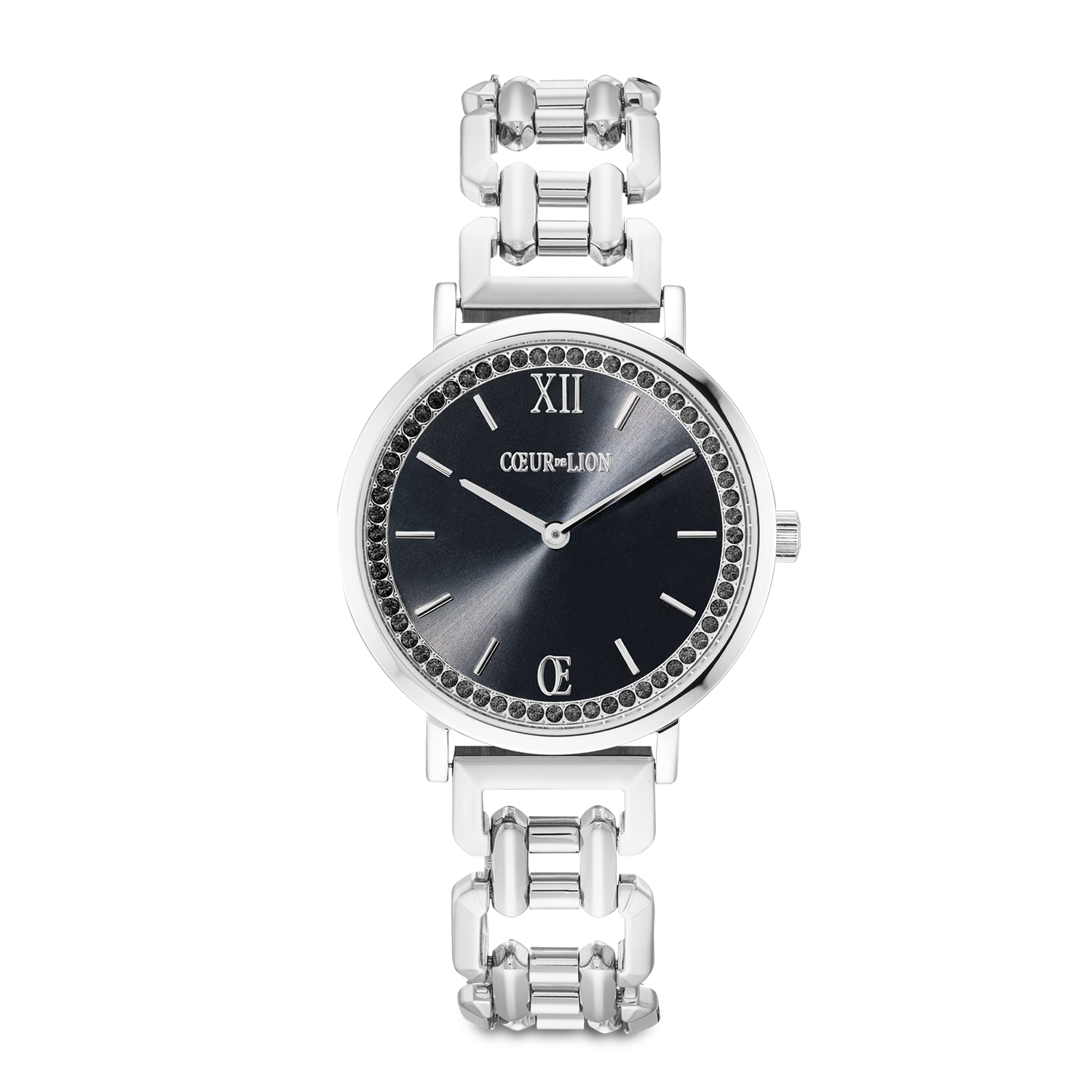 coeur-de-lion-rund-sparkling-mysterious-black-statement-uhr-silber image 1