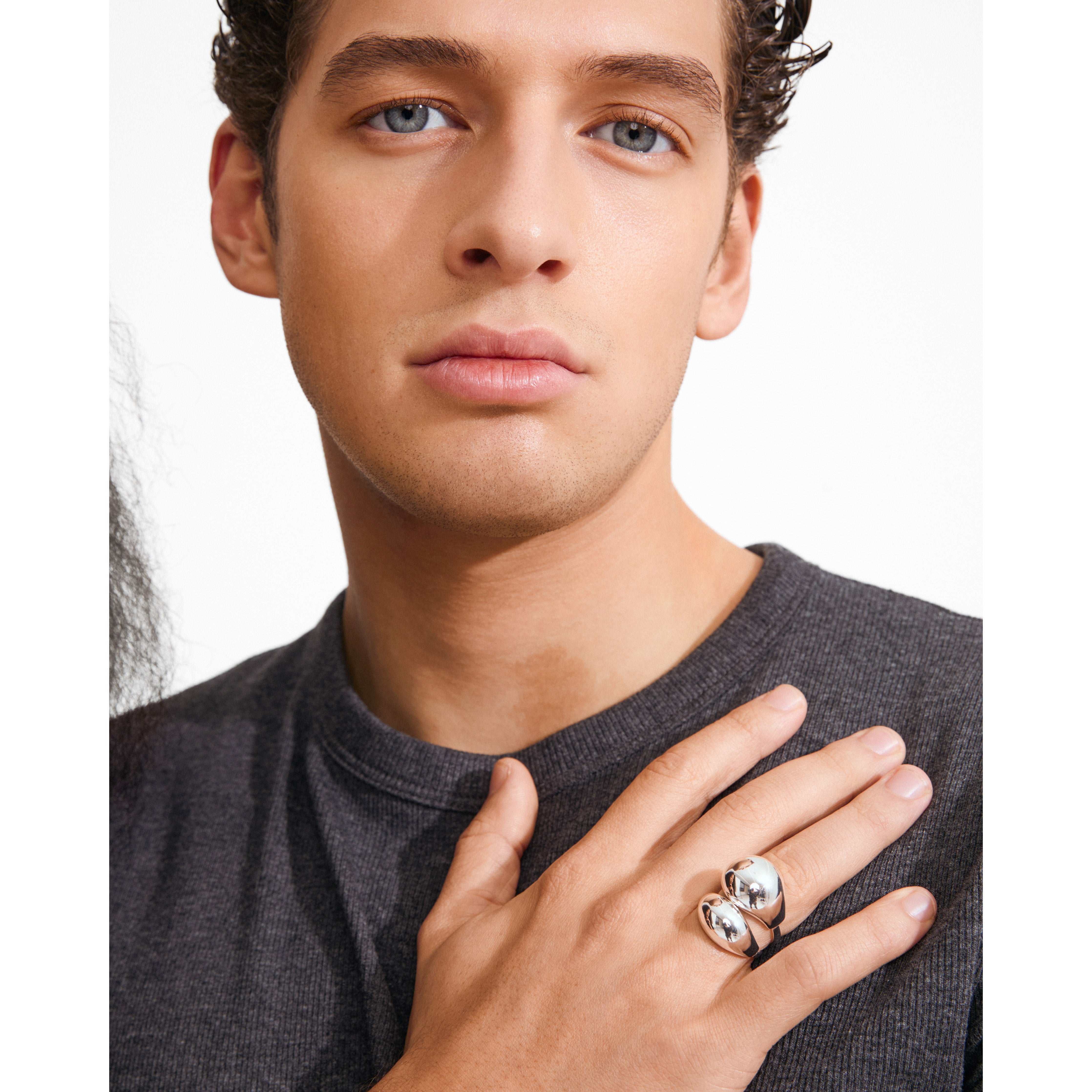 pilgrim-evon-ring-set-2-in-1-versilbert-bubble-dome-verstellbar image 2
