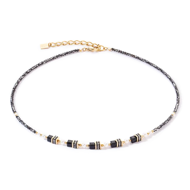 coeur-de-lion-halskette-sparkling-princess-gold-schwarz-kristallkette-edelstahl image 1