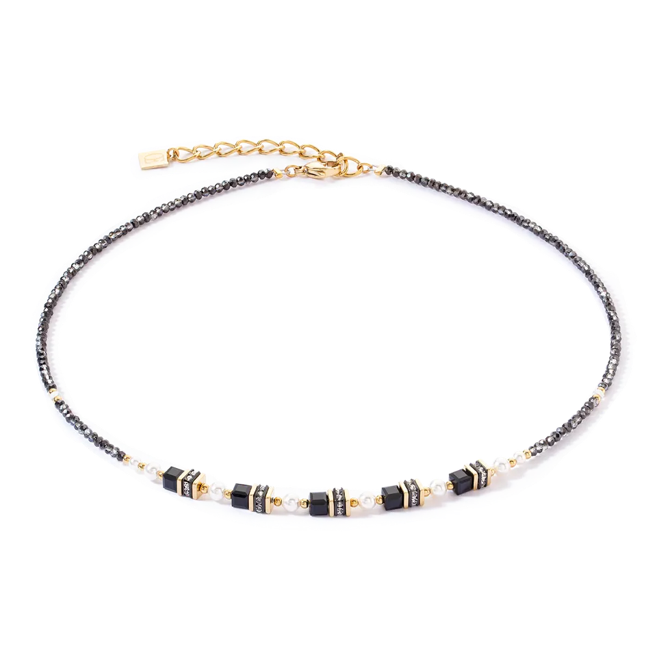 coeur-de-lion-halskette-sparkling-princess-gold-schwarz-kristallkette-edelstahl image 1