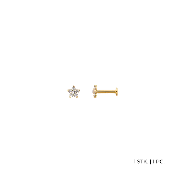 xenox-fine-star-piercing-585-gelbgold-mit-zirkonia-einzelpiercing image 1