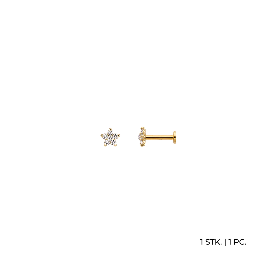 xenox-fine-star-piercing-585-gelbgold-mit-zirkonia-einzelpiercing image 1