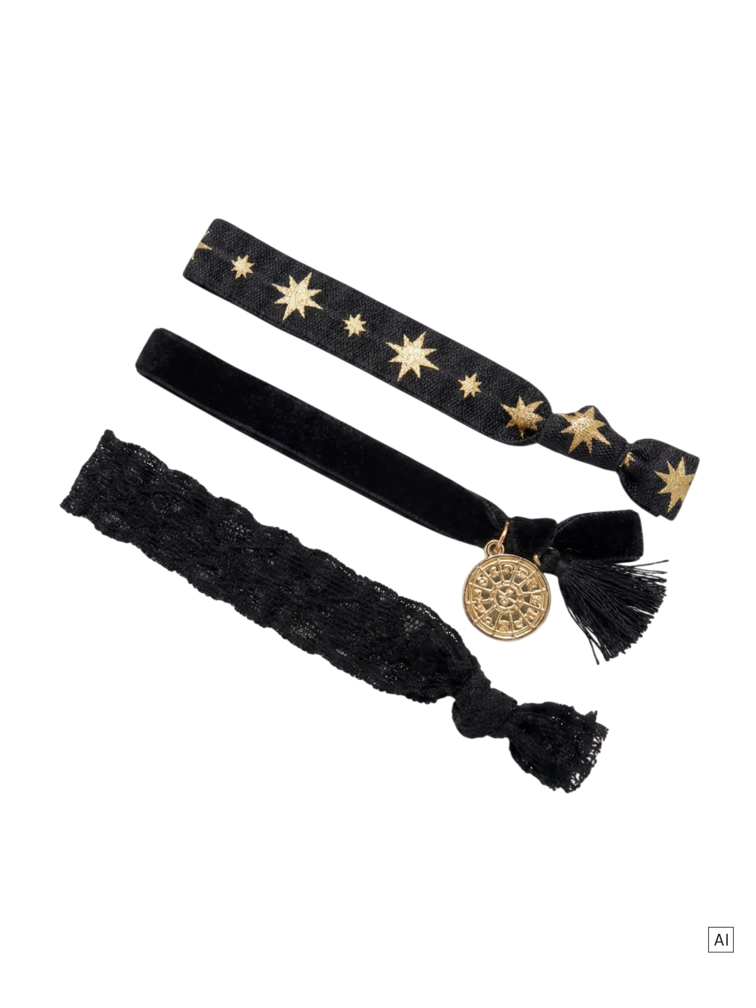 purelei-haarband-set-zodiac-schwarz-gold-mit-sternzeichen-anh-nger-2-st-ck image 1