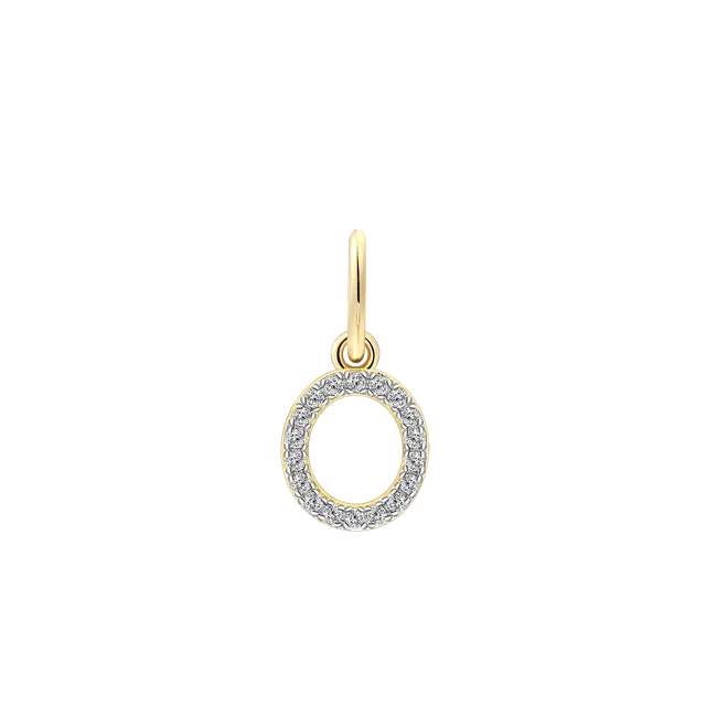 xenox-o-letter-charm-buchstabe-o-925-sterlingsilber-18k-vergoldet-mit-zirkonia image 1