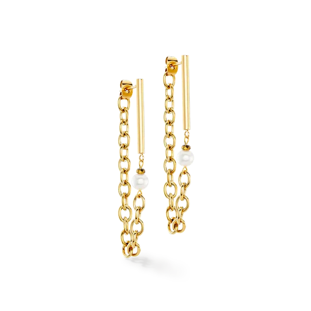 coeur-de-lion-chain-pearl-fever-ohrringe-wei-gold-s-wasserperle image 1