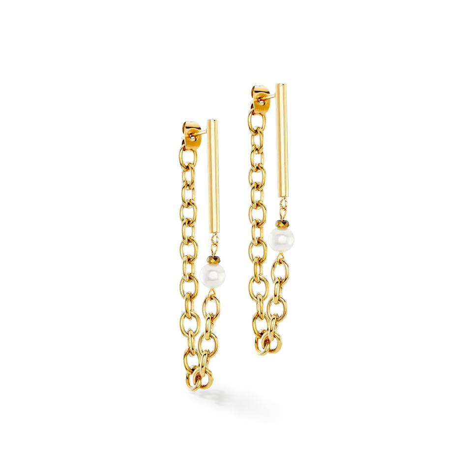 coeur-de-lion-chain-pearl-fever-ohrringe-wei-gold-s-wasserperle image 1