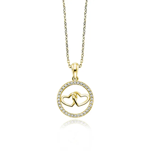 julie-julsen-2-hearts-kette-mit-anh-nger-silber-vergoldet-mit-32-zirkonia image 1