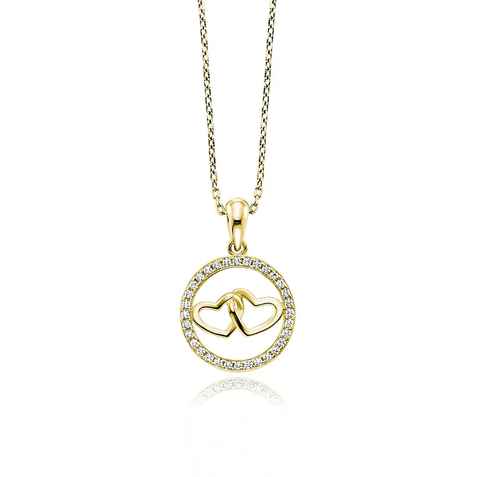 julie-julsen-2-hearts-kette-mit-anh-nger-silber-vergoldet-mit-32-zirkonia image 1
