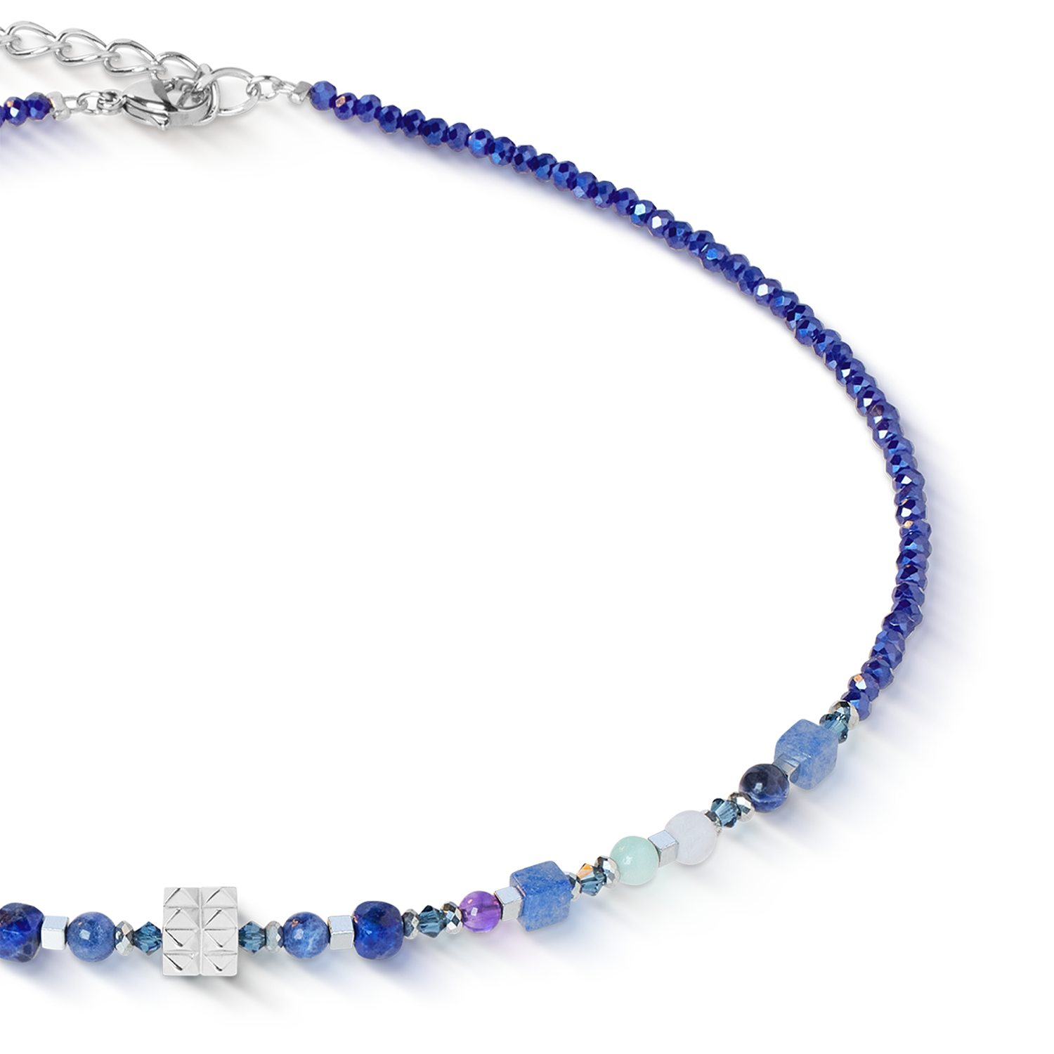 coeur-de-lion-shape-mix-spikes-halskette-blue-moon-silber-blau image 2