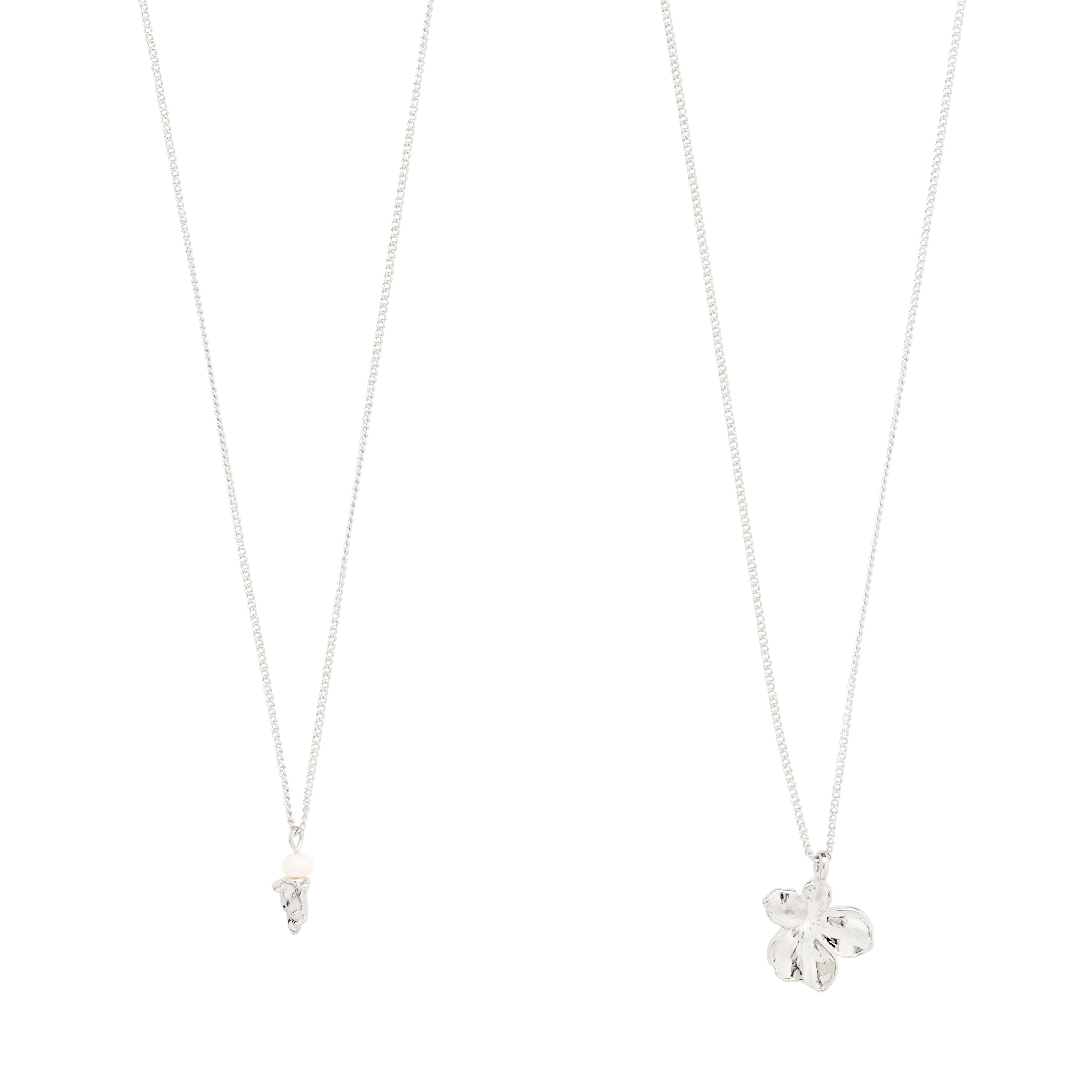 pilgrim-zhuri-halsketten-set-2-in-1-versilbert-blume-s-wasserperle image 6