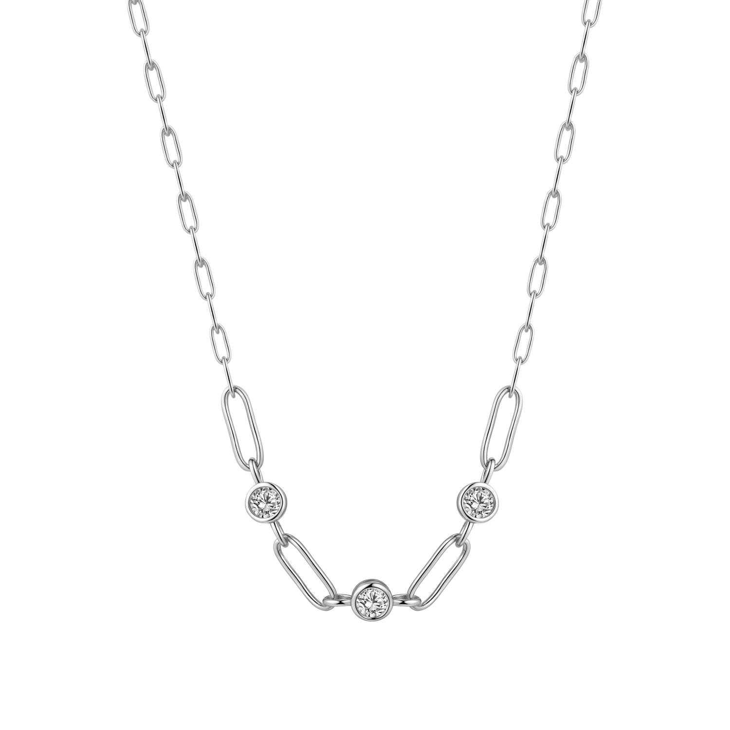 xenox-linked-halskette-925-sterlingsilber-rhodiniert-mit-3-zirkonia image 1
