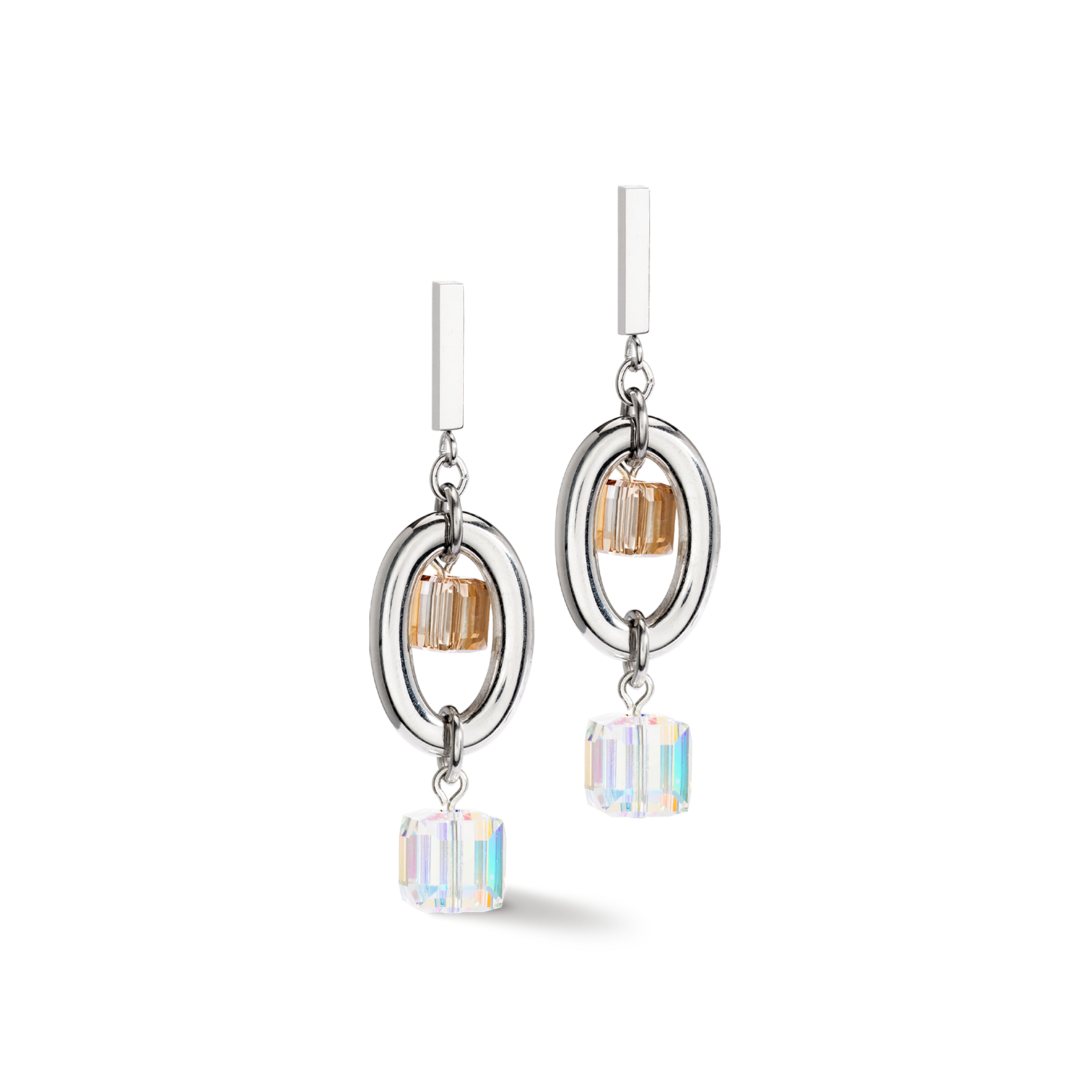 coeur-de-lion-geocube-statement-ohrringe-chunky-chain-multiwear-grau-beige image 1