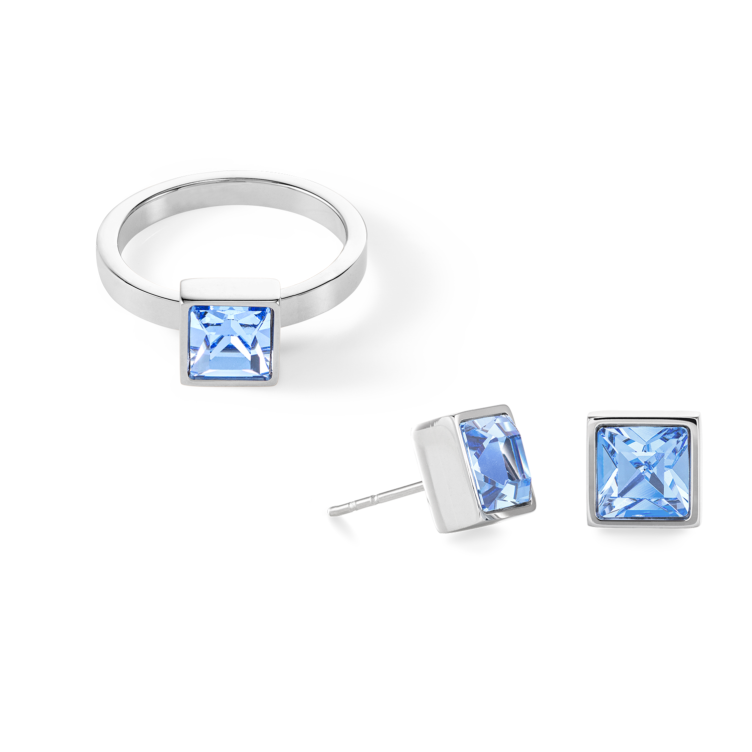 coeur-de-lion-brilliant-square-big-ring-silber-hellblau image 3