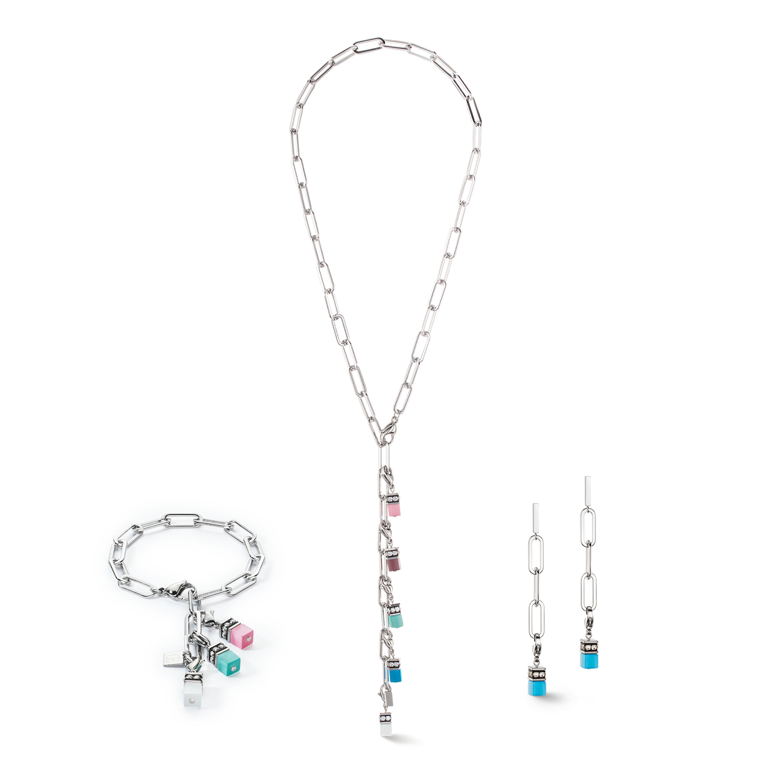 coeur-de-lion-happy-iconic-cube-charms-halskette-silber-pastell image 3