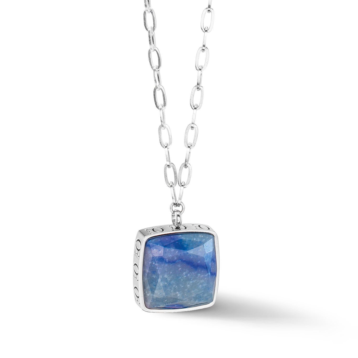 coeur-de-lion-halskette-oe-amulett-square-aventurin-silber-blau-edelstahl image 2