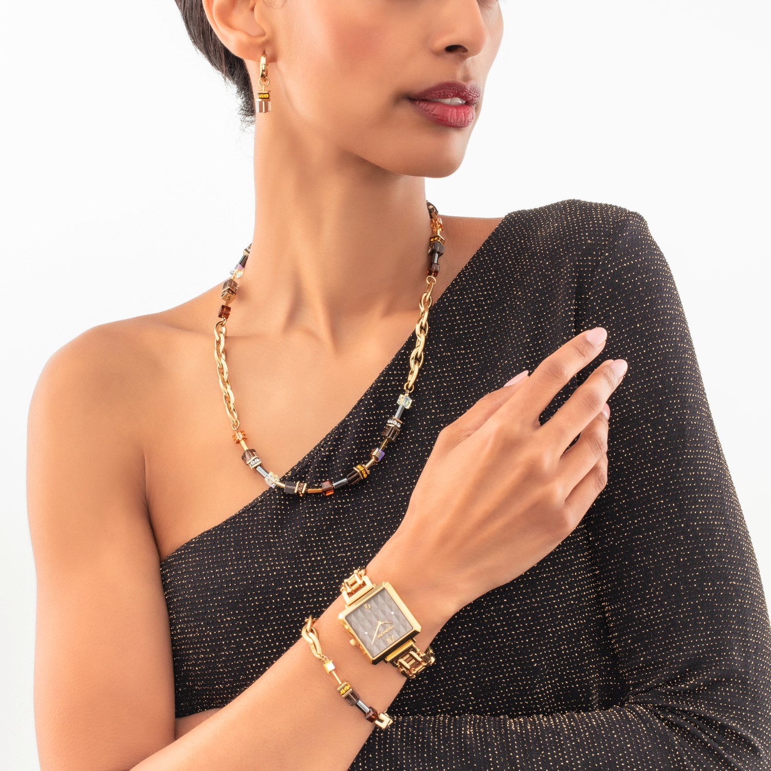 coeur-de-lion-geocube-chunky-chain-armband-gold-braun image 4