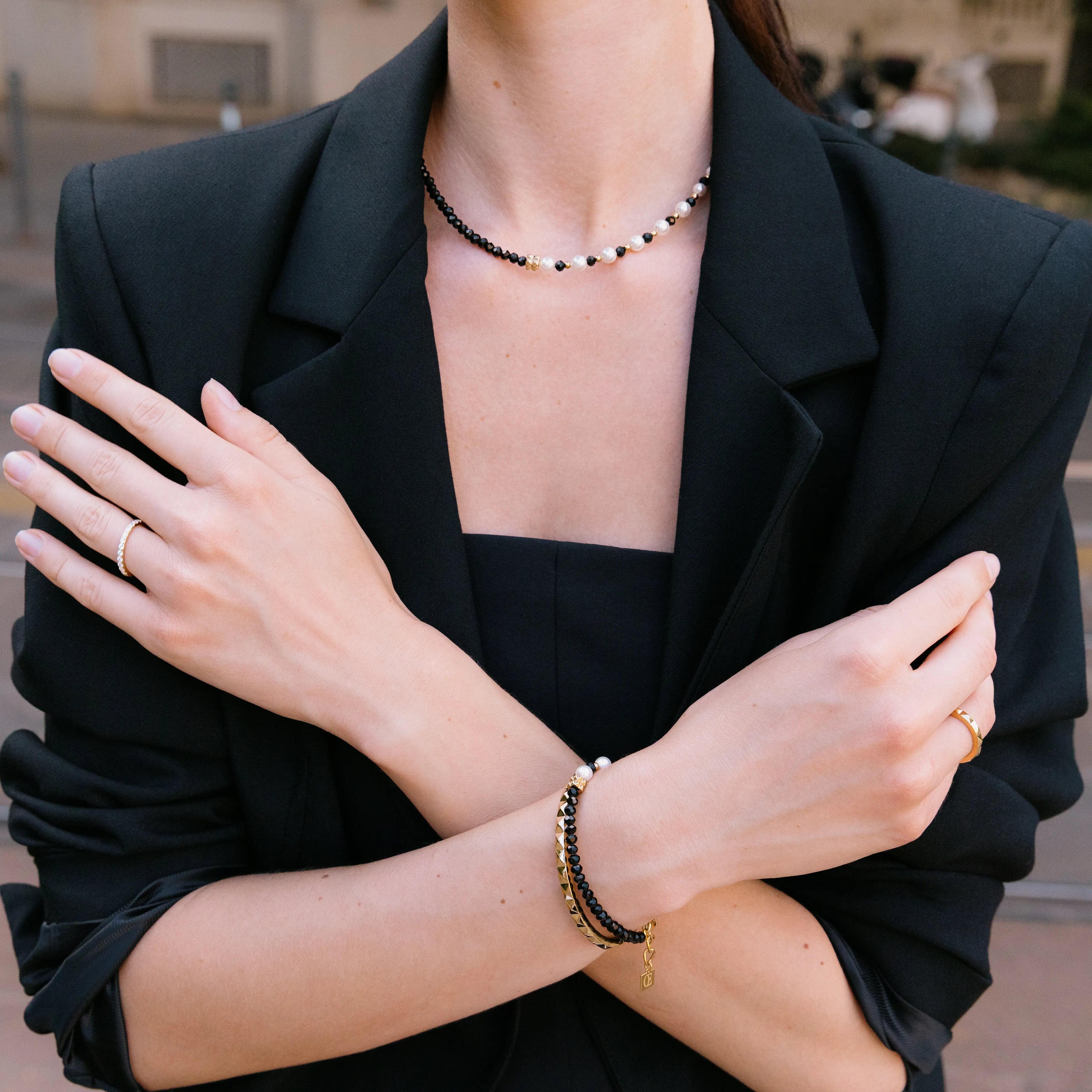 coeur-de-lion-armband-trinity-spikes-gold-mit-swarovski-crystal-pearls image 4