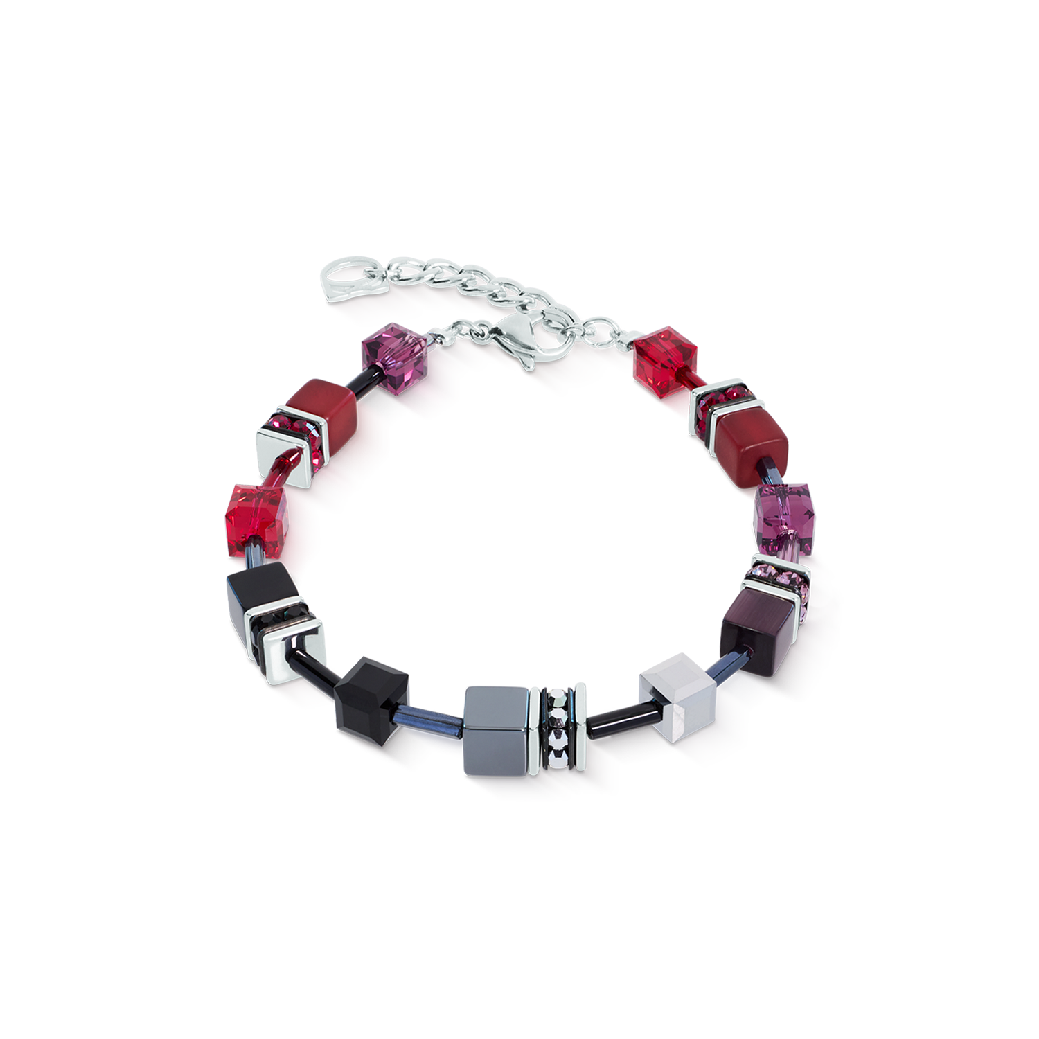 coeur-de-lion-geocube-iconic-armband-ruby-noir-silber image 1