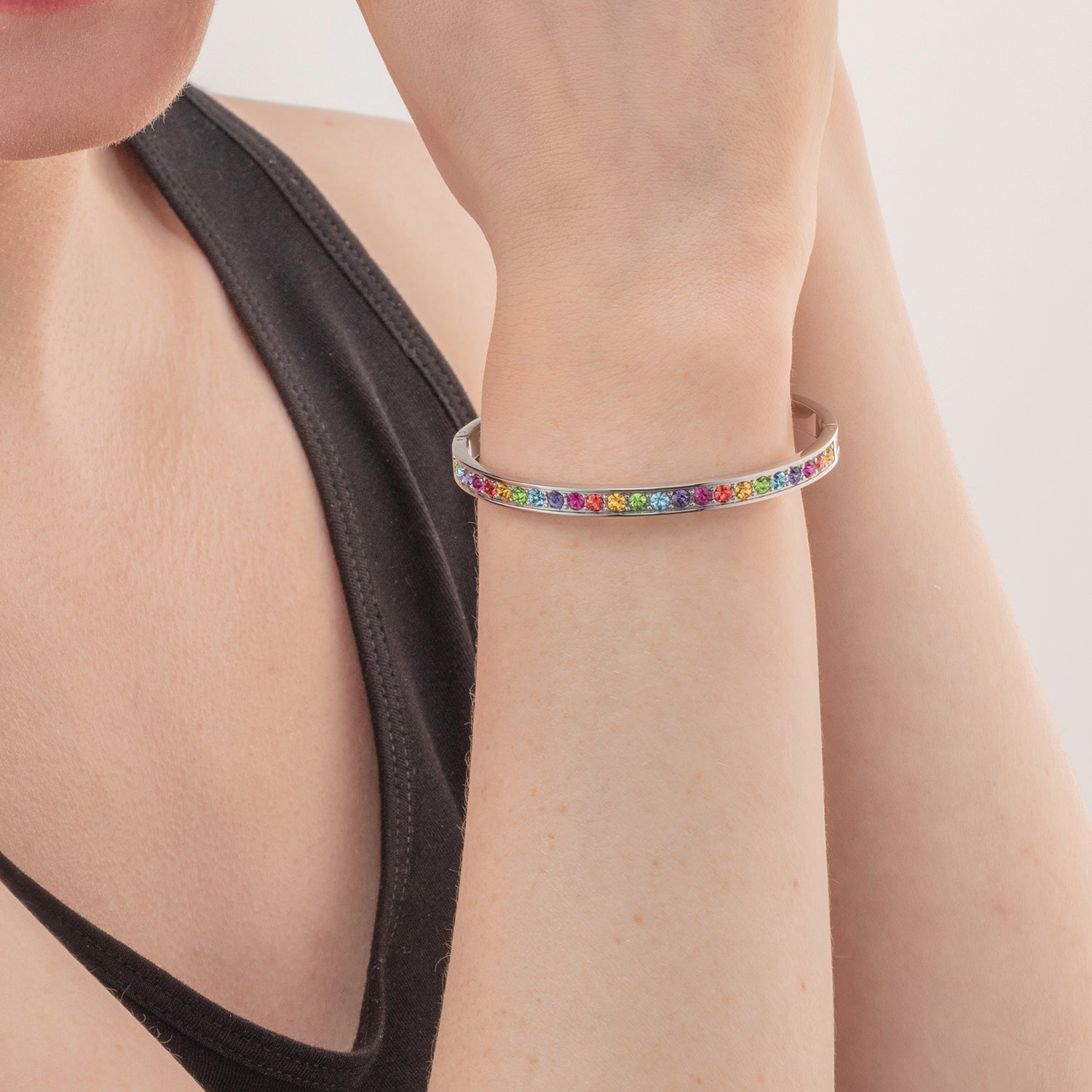 coeur-de-lion-armreif-edelstahl-und-kristalle-silber-multicolor-19-cm image 4