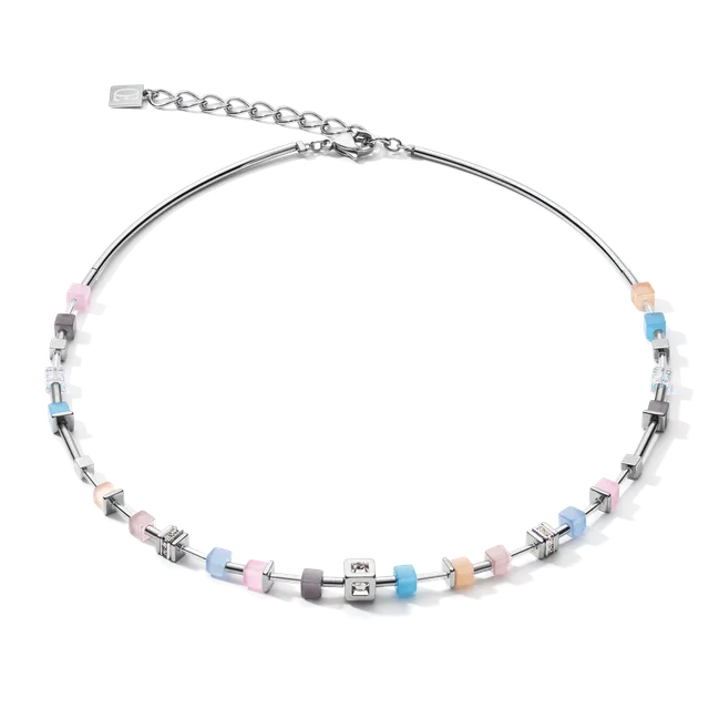 coeur-de-lion-cube-story-delicate-halskette-blau-rosa image 1