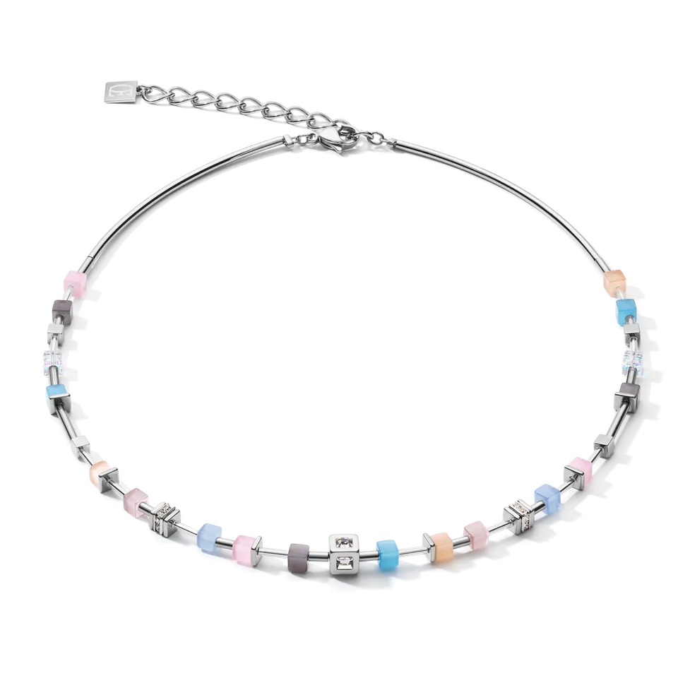 coeur-de-lion-cube-story-delicate-halskette-blau-rosa image 1