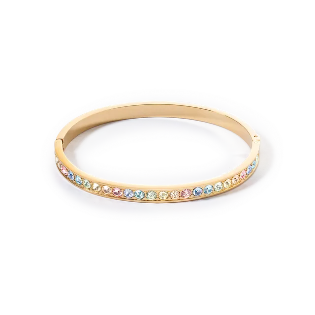 coeur-de-lion-iconic-armreif-edelstahl-kristalle-gold-multicolor-pastell-19-cm image 1