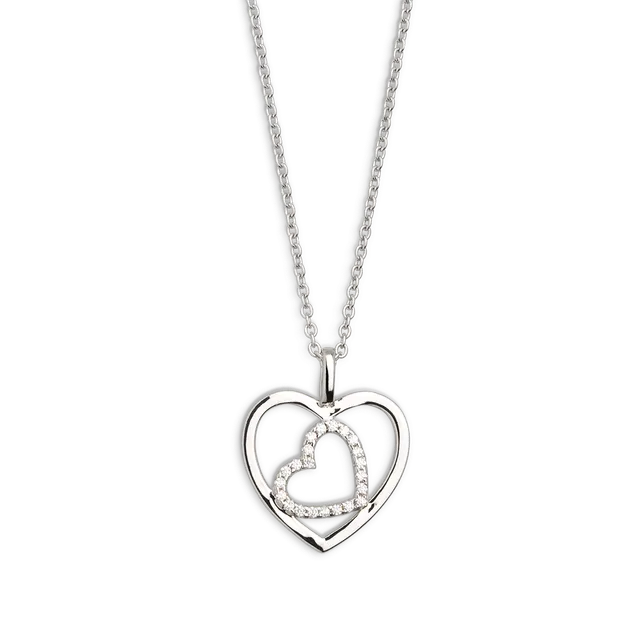 xenox-love-story-halskette-925-sterlingsilber-rhodiniert-mit-herz image 1