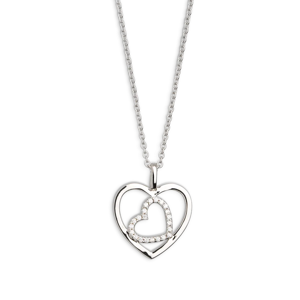 xenox-love-story-halskette-925-sterlingsilber-rhodiniert-mit-herz image 1