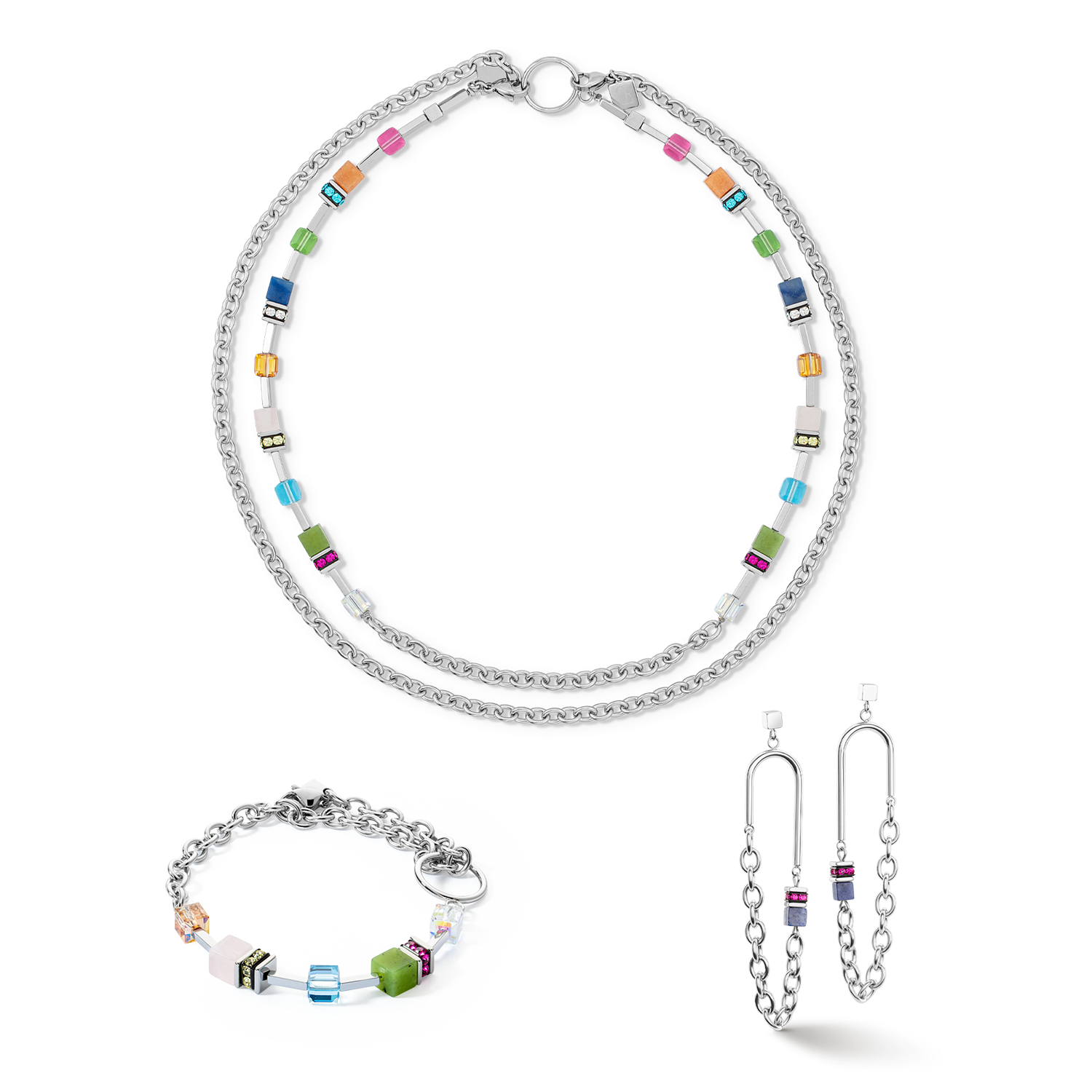 coeur-de-lion-geocube-iconic-boho-armband-silber-multicolor image 3
