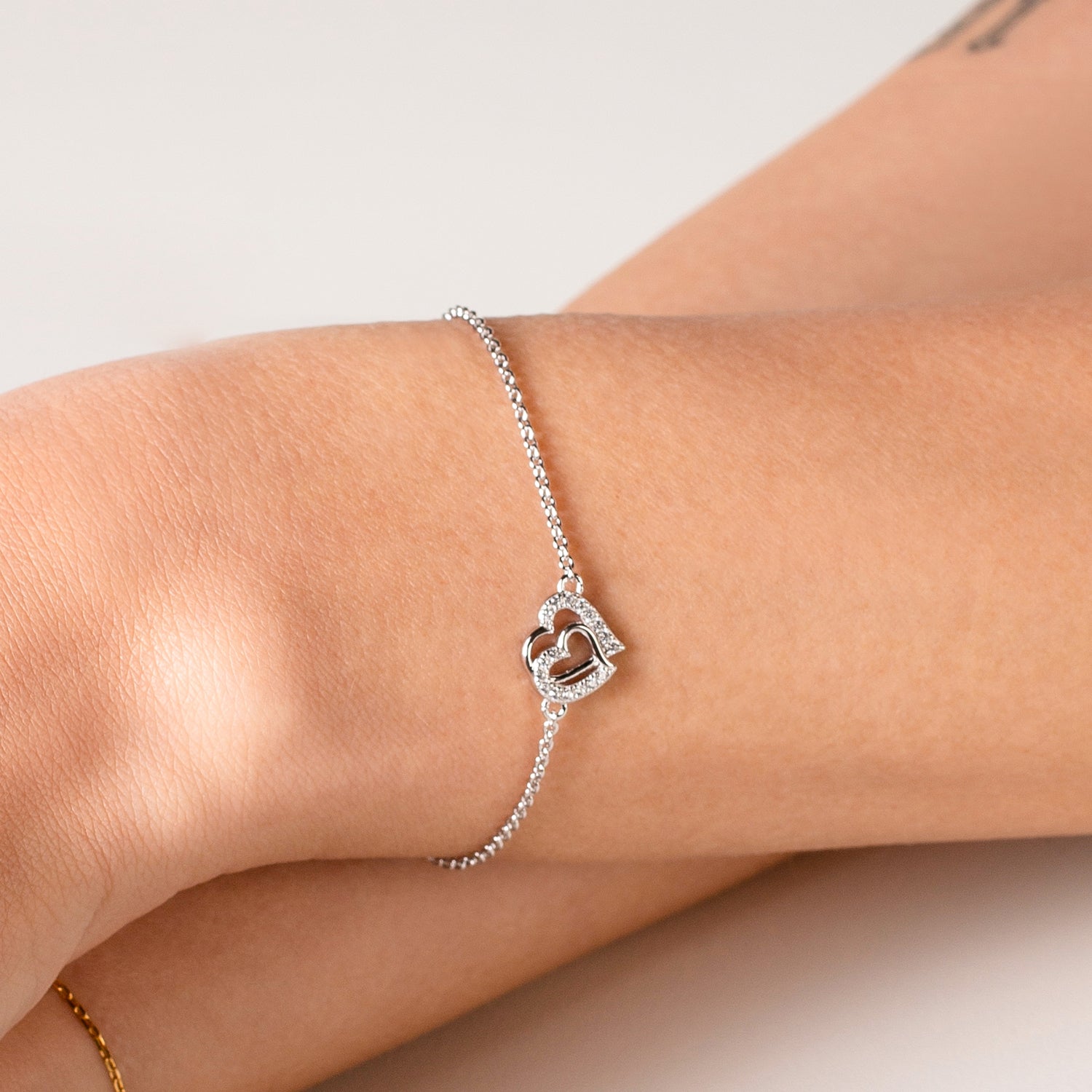 xenox-love-story-herz-armband-925-sterlingsilber-ros-vergoldet-mit-zirkonia image 2
