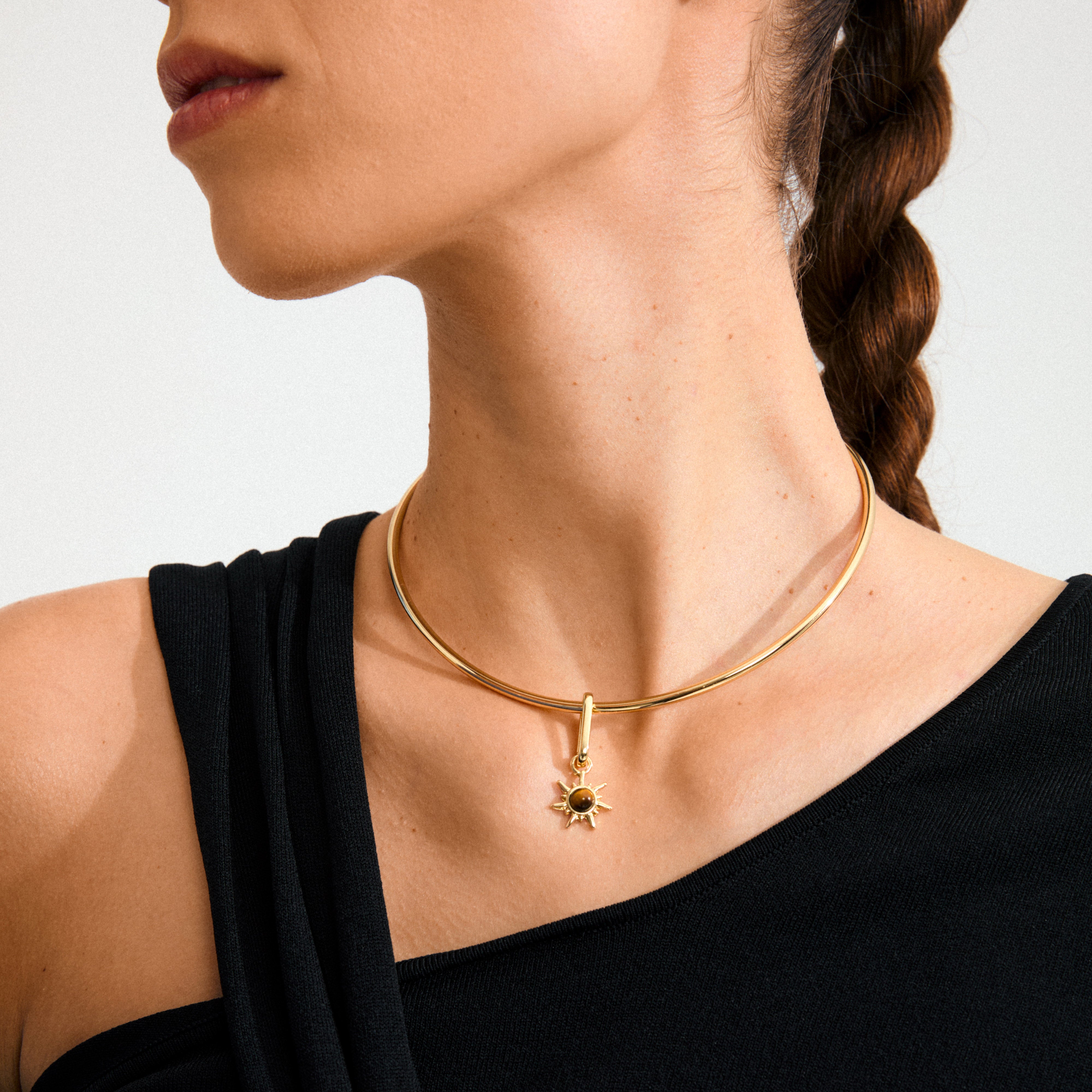 pilgrim-charm-anh-nger-bright-stern-sonne-goldplattiert-tigerauge image 2