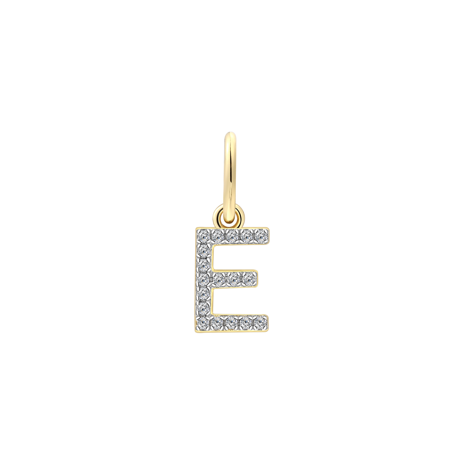 xenox-letter-charm-e-925-sterlingsilber-18k-vergoldung-zirkonia image 1
