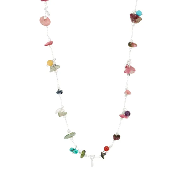 pilgrim-here-halskette-versilbert-multi-edelstein-kette-38-cm image 1