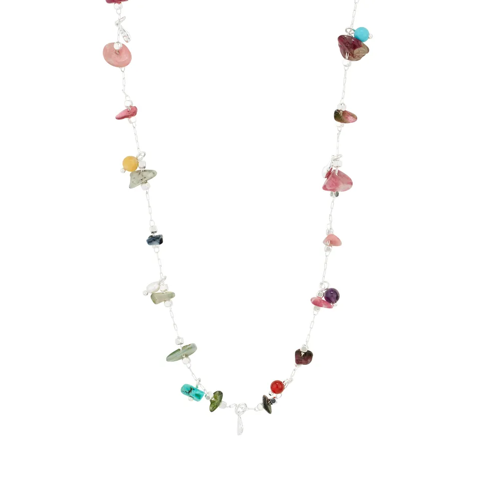 pilgrim-here-halskette-versilbert-multi-edelstein-kette-38-cm image 1